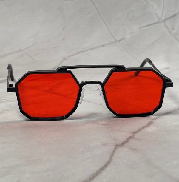 Futuristic polygonal red sunglasses - Image 4