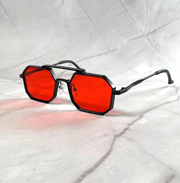 Futuristic polygonal red sunglasses - Image 2