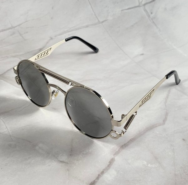 Retro Steampunk Round Sunglasses - Image 4