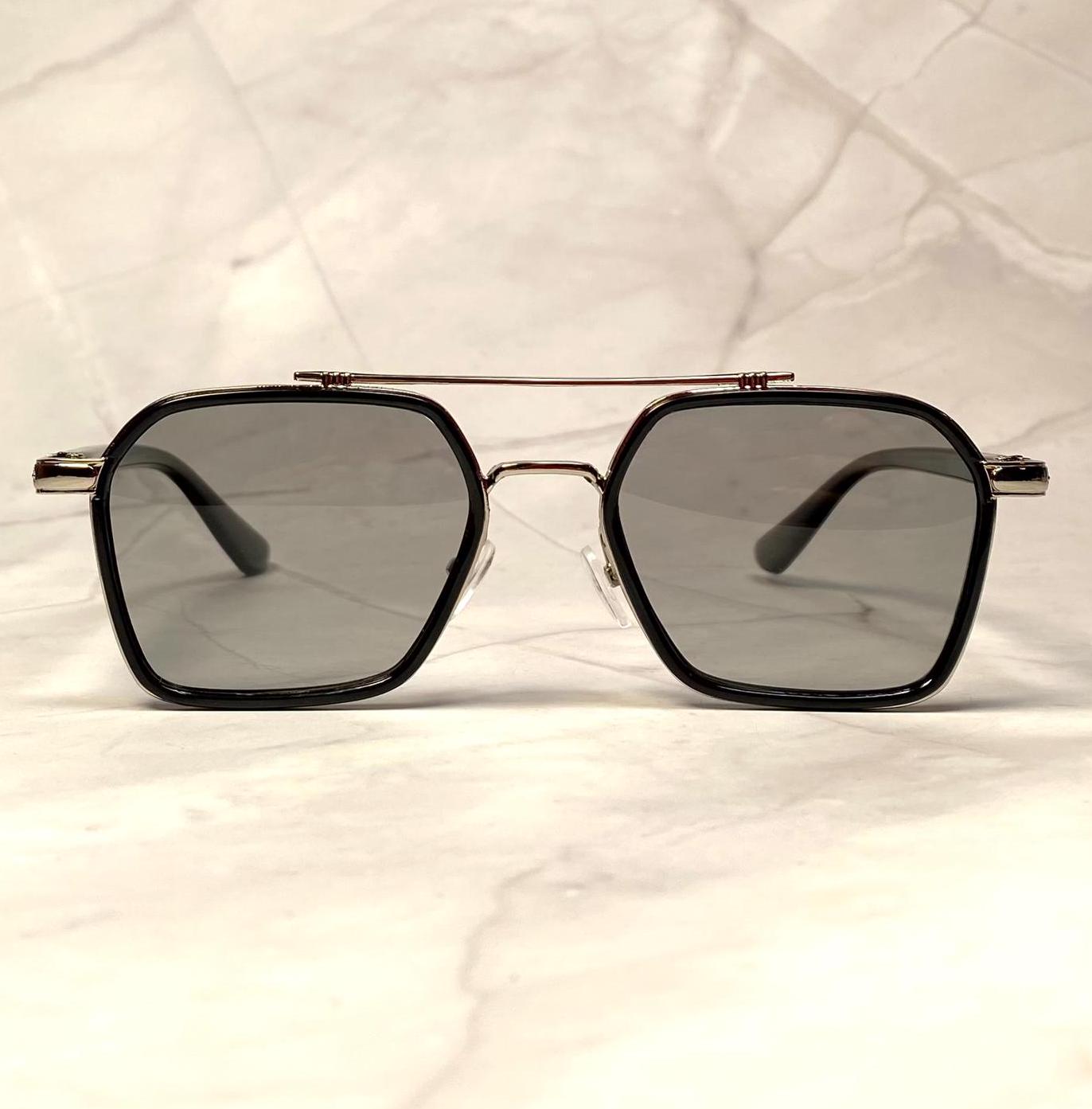 Chrome Hearts style double-bridge square frame sunglasses