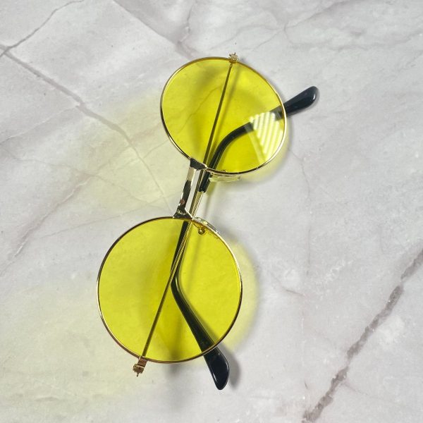 Retro round frame yellow sunglasses - Image 8