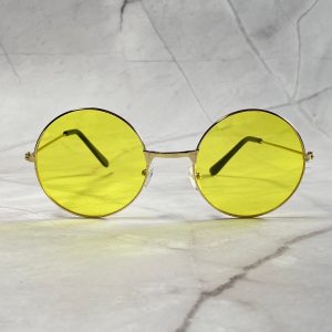 Retro round frame yellow sunglasses