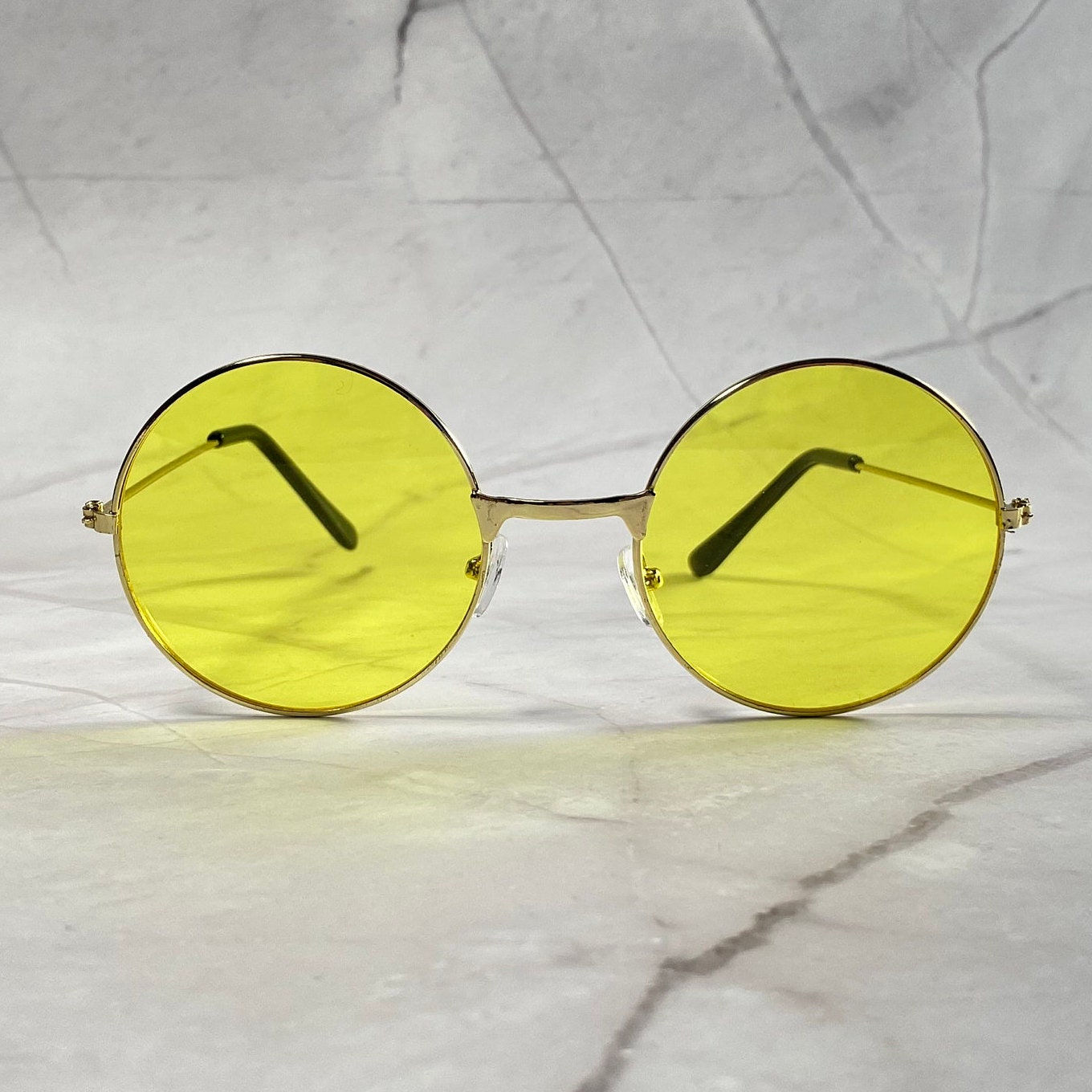 Retro round frame yellow sunglasses