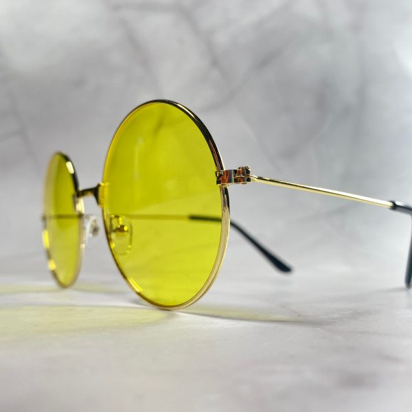 Retro round frame yellow sunglasses - Image 4