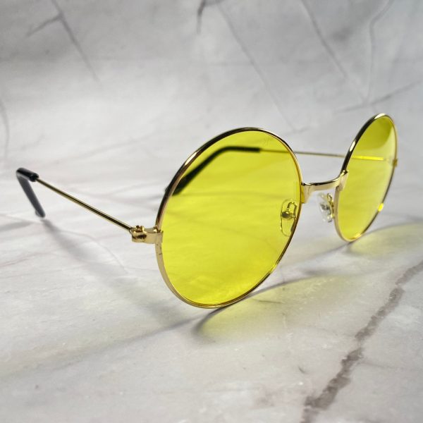 Retro round frame yellow sunglasses - Image 3
