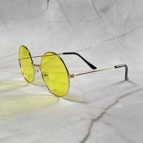 Retro round frame yellow sunglasses - Image 2