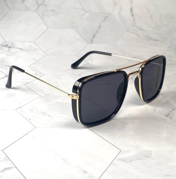 Retro double-beam large frame sunglasses