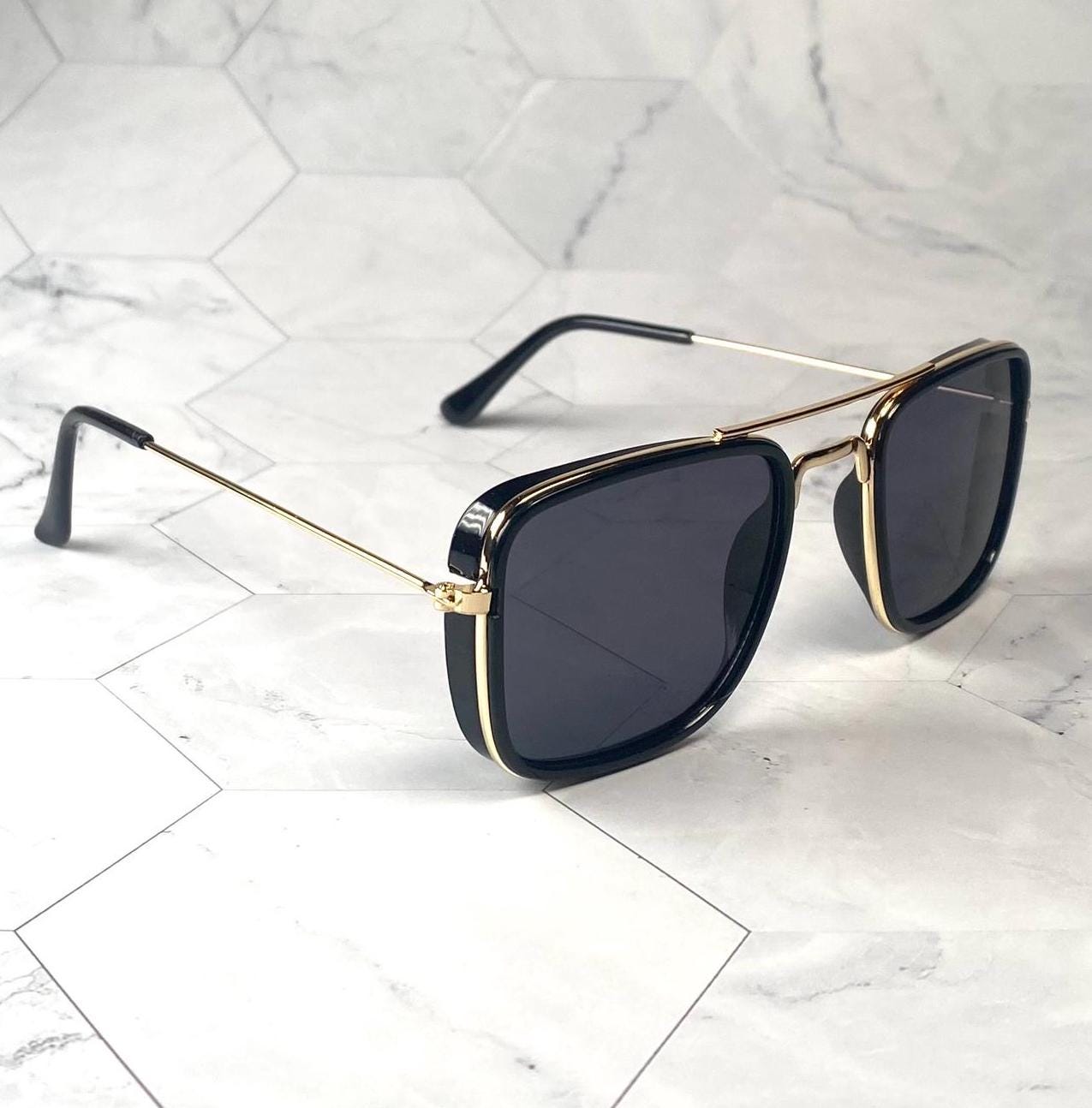 Retro double-beam large frame sunglasses