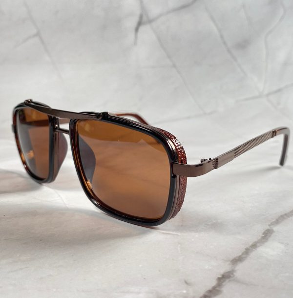 Retro Square Frame Double Bridge Sunglasses - Image 3
