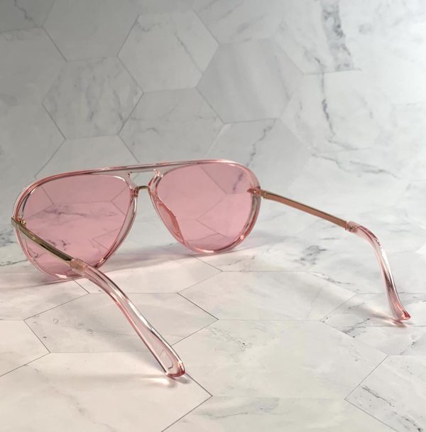 Fashionable pink frame gold-decorated sunglasses - Image 5