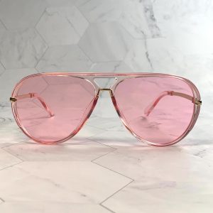 Fashionable pink frame gold-decorated sunglasses