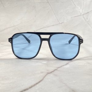 Trendy black frame double-bridge sunglasses