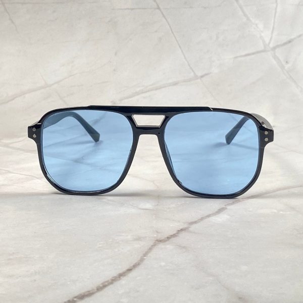 Trendy black frame double-bridge sunglasses